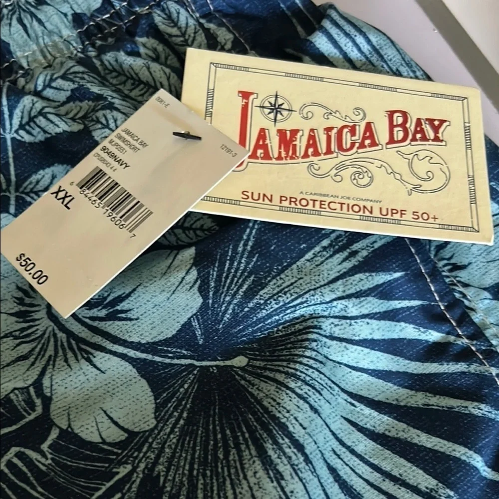 Jamaica Bay Mens board shorts XXL Tropical print UPF 50+ draw string waist
